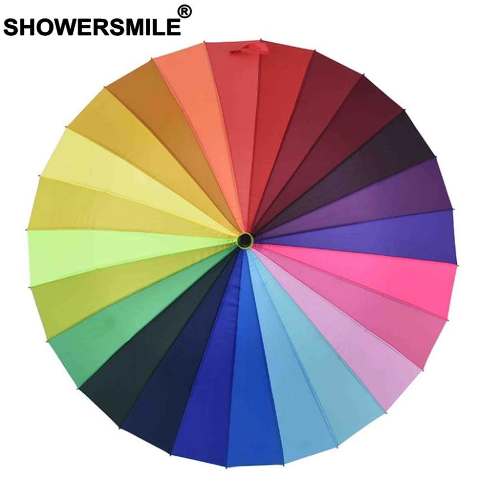SHOWERSMILE зонтик от дождя дождь женский красочный 24 к ветрозащитная длинная ручка
