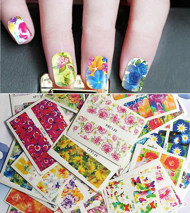 

Mix 50pcs/pack Nail Art Water Transfer Flower Design Nail Sticker Watermark Decals DIY Beauty Nail Tips Decoration Wraps Tools