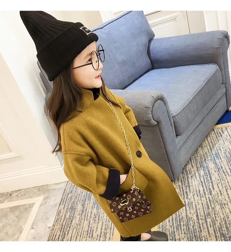 New Fashion Spring Autumn Girls Kids Wool Thin Jacket Coat Outer Clothing Comfortable Baby Clothes Dark Yellow Color | Детская одежда и