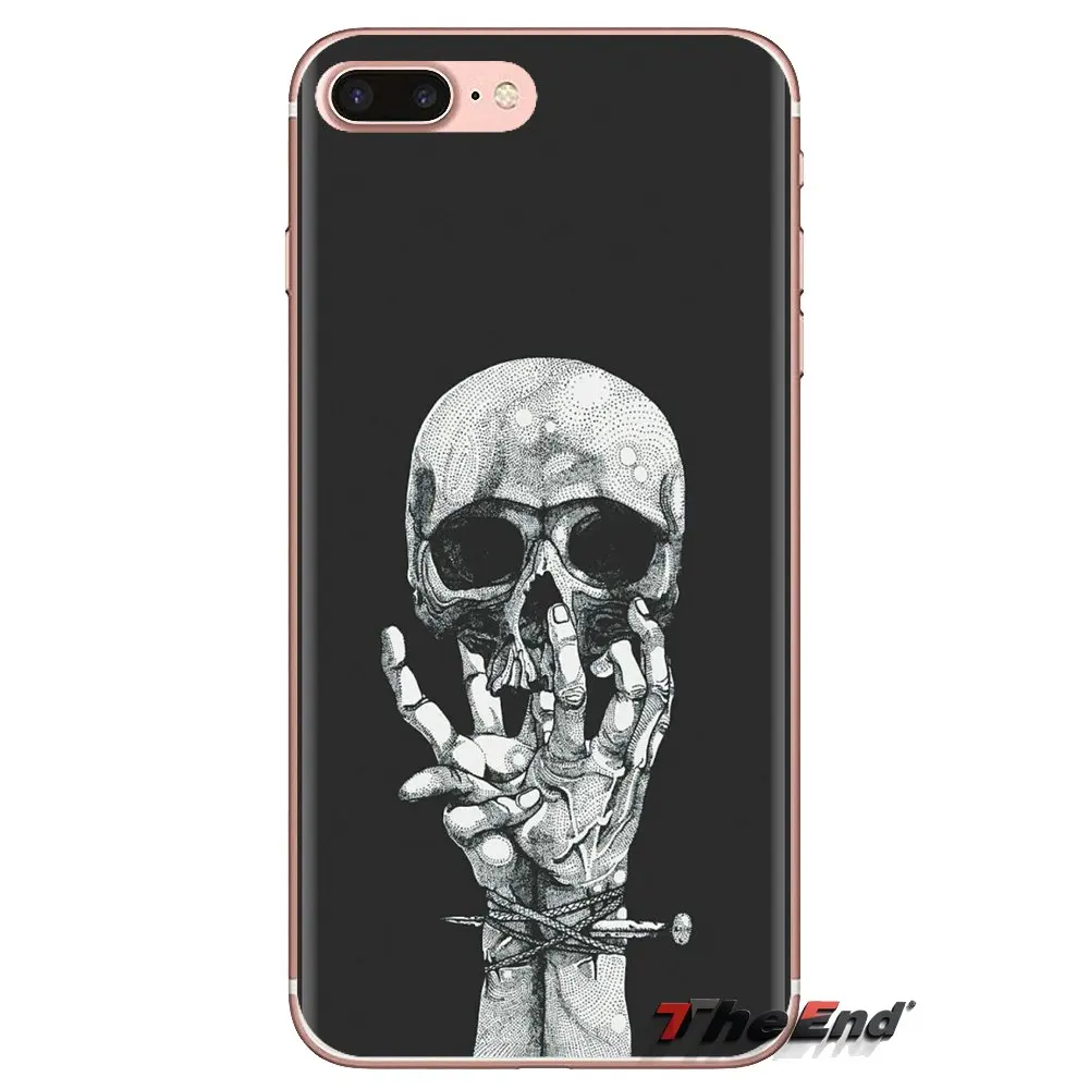 Черный череп белый цветок для iPod Touch Apple iPhone 4 4S 5 5S SE 5C 6 6S 7 8 X XR XS Plus MAX мягкие