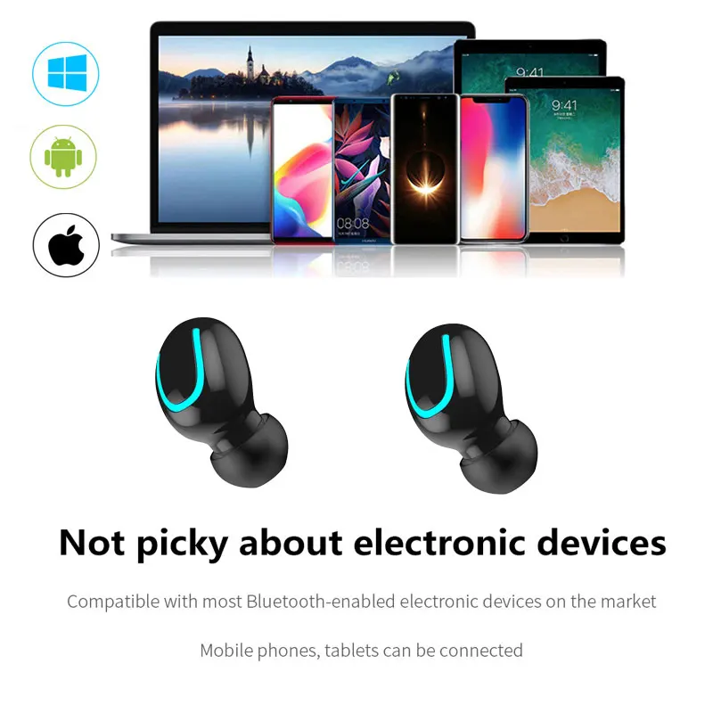 Наушники вкладыши TWS с наушники Беспроводной 5D стерео Bluetooth мини