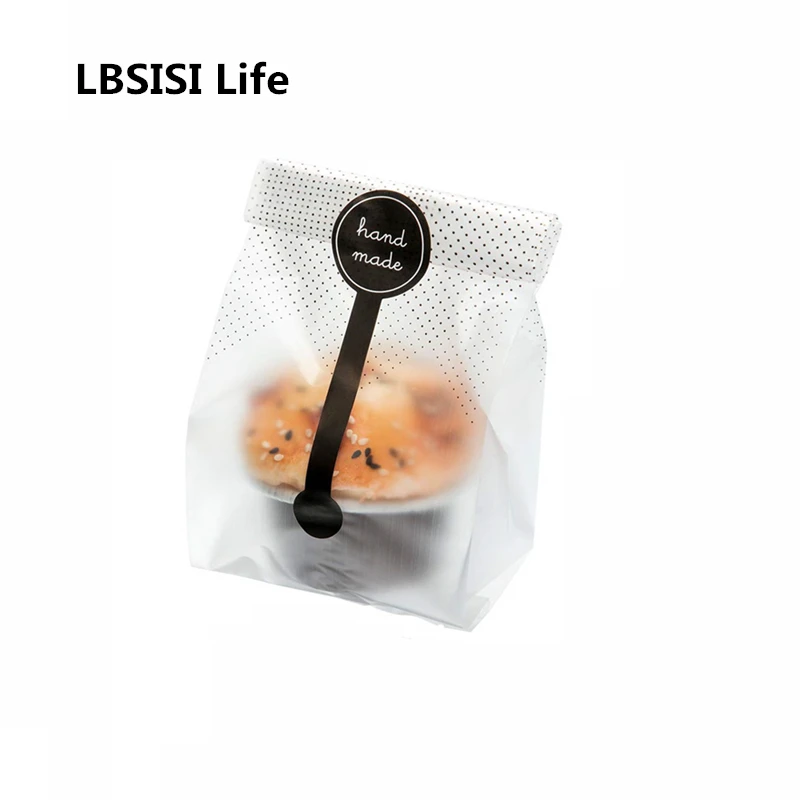 LBSISI Life матовые полупрозрачные плоские сумки черные ручной работы Dot шоколад Еда печенье конверт сторона разворачиваются DIY выпечки мешки для пирожных