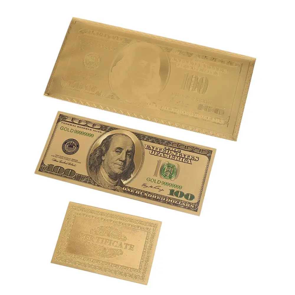 24KGoldPlatedDollars 24K позолоченные 500 евро/24 K позолоченные долларов поддельные деньги коллекция античный реалистичный сувенир домашнее украшение подарки - Цвет: 24KGoldPlatedDollars