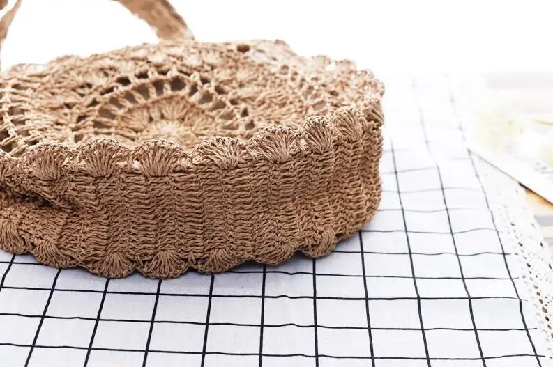 Женские сумки, Соломенная Сумка, женская летняя сумка из ротанга, ручная работа, тканая пляжная круглая богемная Сумка, Новинка