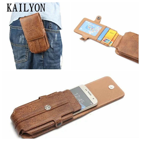 Кожаный чехол с зажимом для ремня на липучке противоударный телефона кобура Huawei