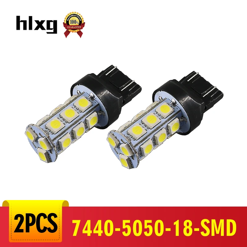 Hlxg 2 шт. T20 7440 5050 18 SMD указатель поворота интерьер светодиодный свет лампы 6000 K