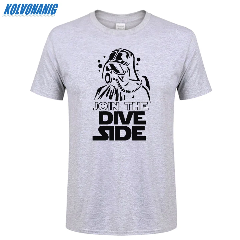 Футболка с забавным принтом JOIN THE DIVE SIDE DARK подводный принт Хлопковая мужская одежда с коротким рукавом и круглым вырезом брендовая футболка размера плюс - Цвет: Gray 04