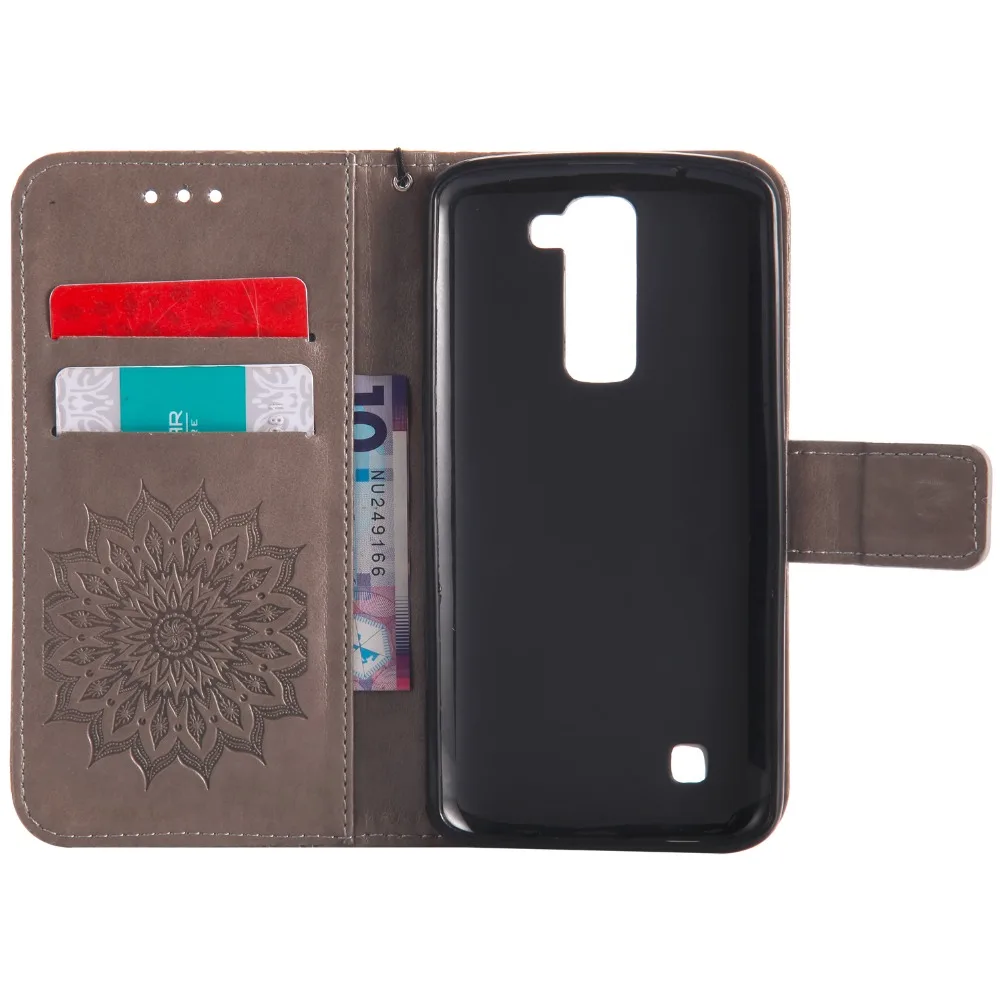 Relief Sun Leather Case For LG K7 5.0 inch Wallet Stand Cover for X210ds X210 MS330 K330 With Card Holder Cases bags capa | Мобильные