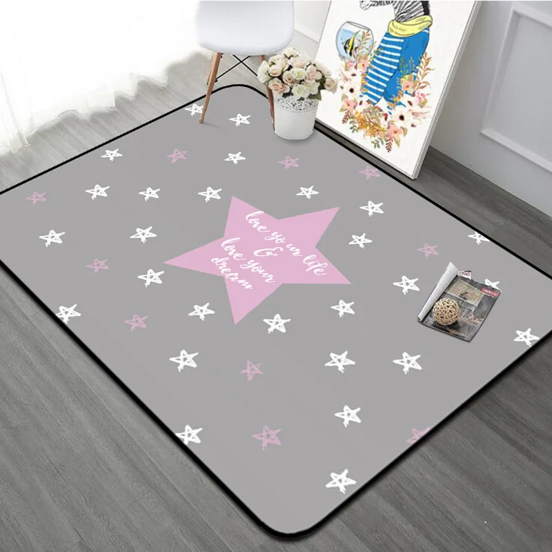Nordic Style Rug for Home Livingg Room Star Printed Kids Play Mat Baby Playing Floor Bedside 100x150CM Hallway | Дом и сад