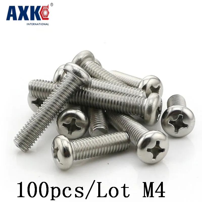 Axk 100 шт./лот Gb818 M4x12 мм M4 * 12 304 винт с крестообразной головкой из нержавеющей стали |