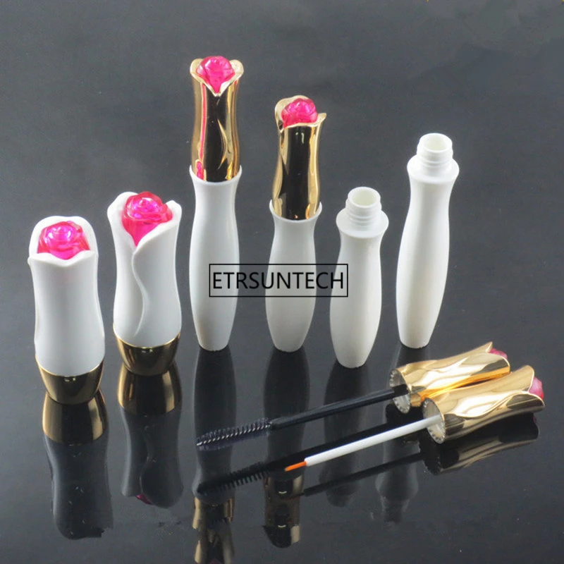 

12.1mm Plastic Empty Lipstick Tubes, 9ML DIY White Flower Eyeliner Liquid Bottle, 12ML Shiny Gold Mascara tube F20172095