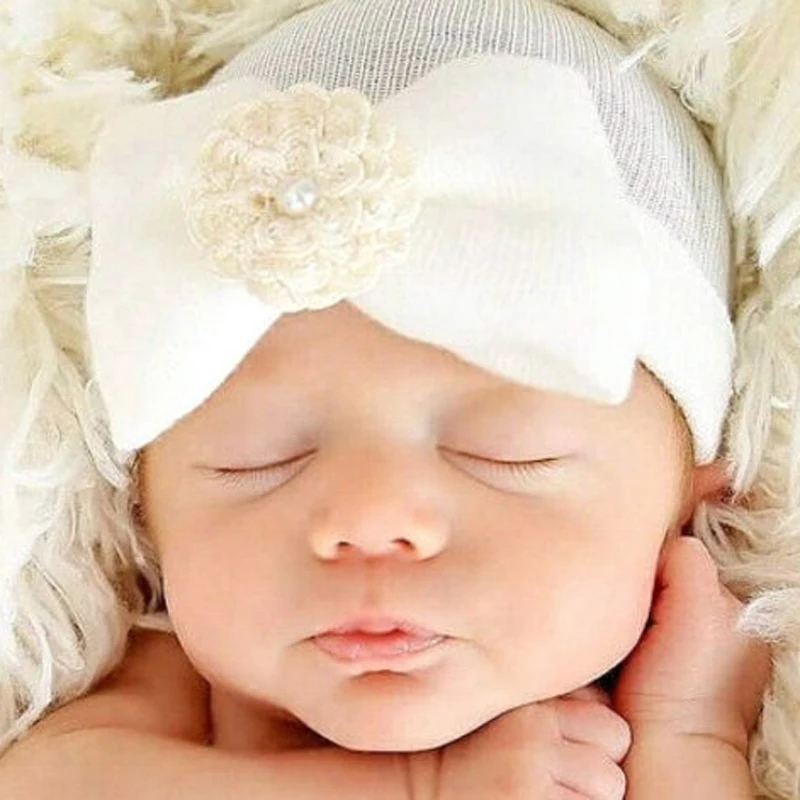 

New Fashion Baby Hats Lovely Big Bow Soft Cotton Baby Hats & Caps For Newborn Baby Accessories Newborn Photography Props XL517
