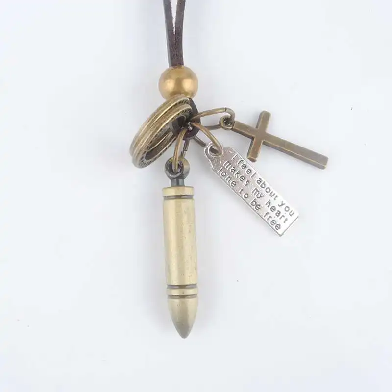 Антикварная винтажная Длинная цепочка из веревки ожерелье сплав пули подвески