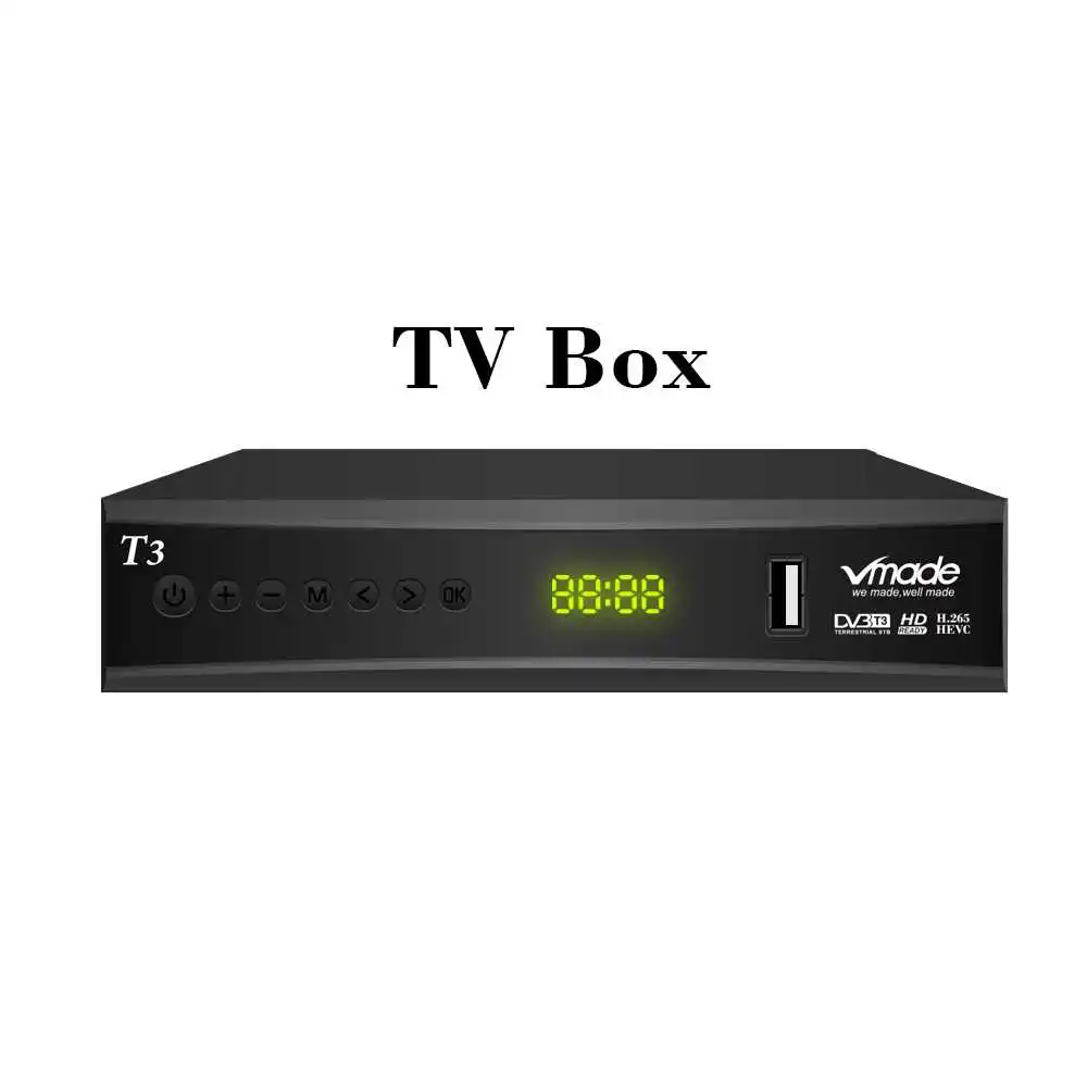 only box Vmade DVB T2 HD приемник 1080P ТВ-тюнер DVB T2 H.265 наземный декодер Dvb-t2 телеприставка с USB WiFi поддержка AC3 - Цвет: only box