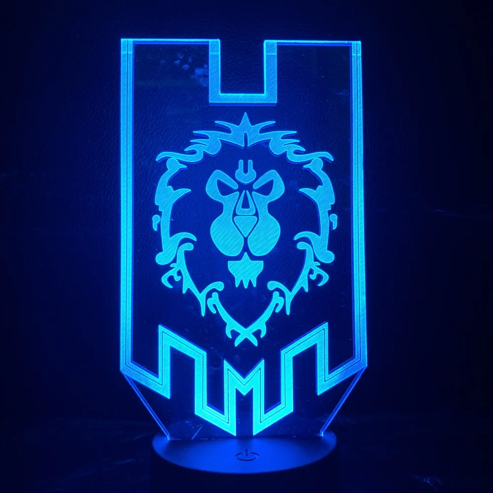 Flag Lion Светодиодный ночник, игра World of Warcraft Lich King Arthas Menethil, ночник, декор для спальни, подарок для детей, Warcraft 3, WOW, 3d лампа - Испускаемый цвет: Flag Lion