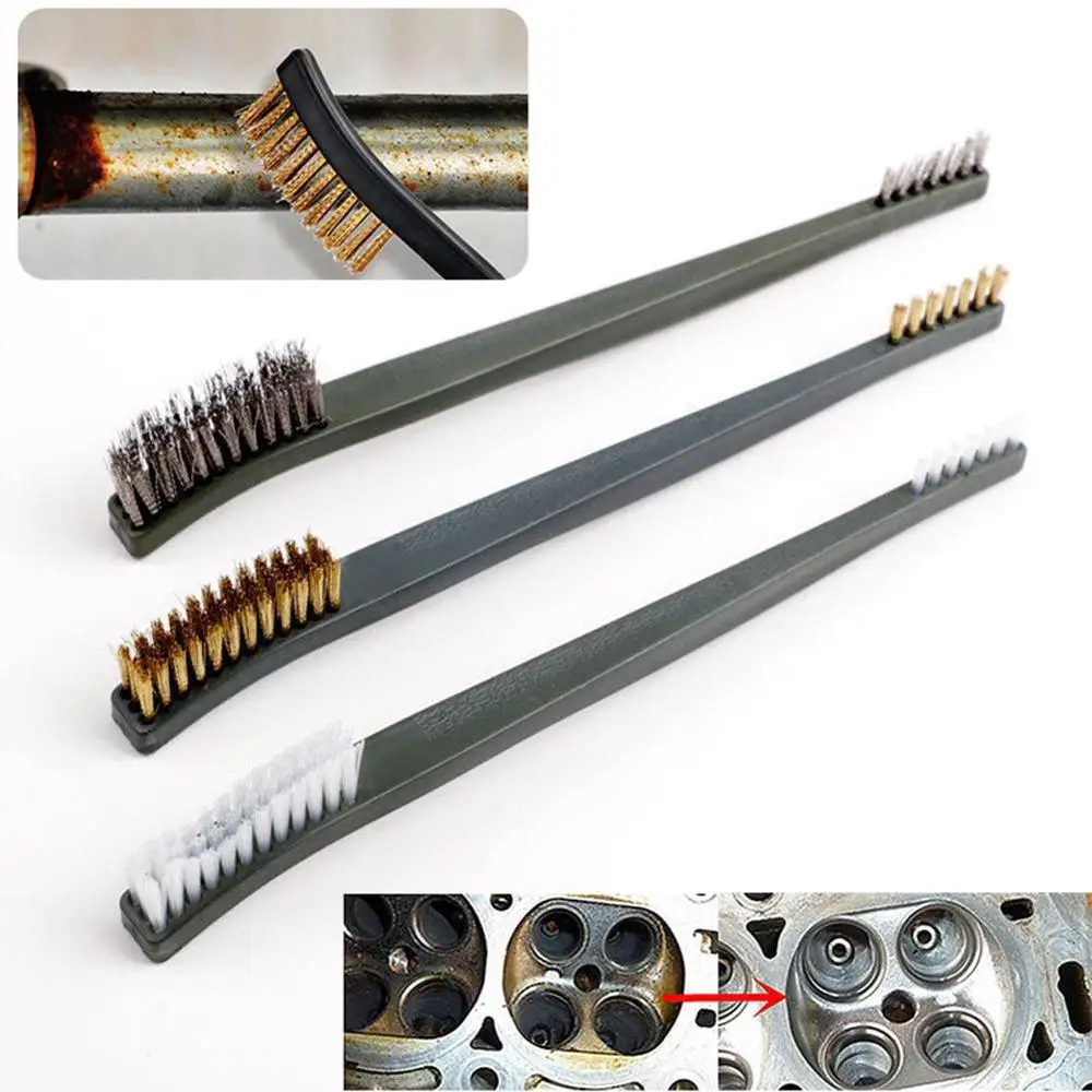 3 шт. мини двойной головкой набор стальных щеток из латуни и нейлона для очистки