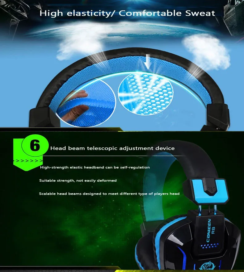Canleen R8 стерео игровая гарнитура глубокий бас компьютерные игровые наушники с микрофоном светодиодный светильник+ 5500 dpi профессиональная игровая мышь