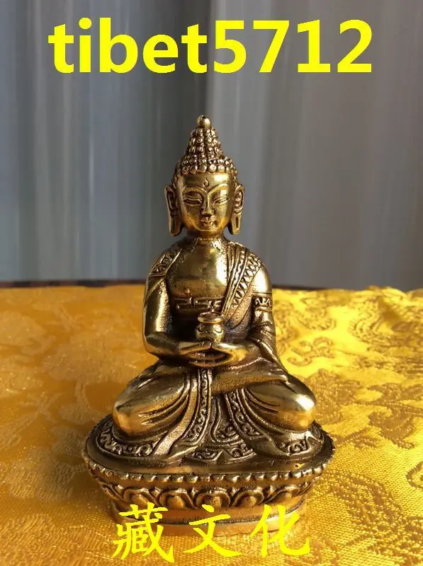 8 см высокая Китайская народная Храмовая бронзовая фигурка amitabha сидящий Будда на
