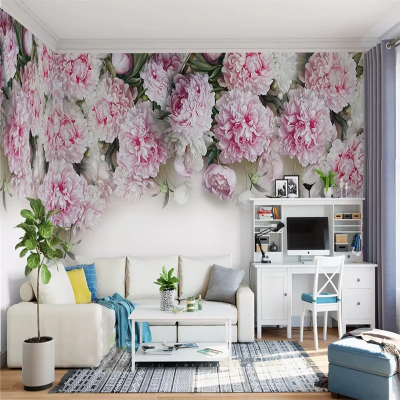 Настенные 3D обои на заказ рулон романтичных европейских пионов цветов украшение