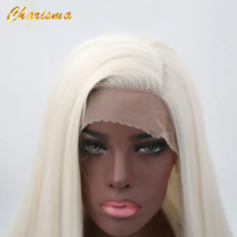 Charisma Synthetic Lace Front Wigs For Black Women White Straight Long Hair With Natural Hairline Lace Front Wig