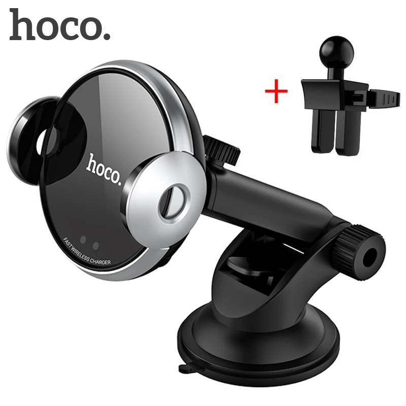 HOCO Автомобильный держатель для телефона с беспроводным зарядным устройством, автомобильный держатель для быстрой зарядки, автоматический зажим, длинная рукоятка, автомобильный держатель на лобовое стекло
