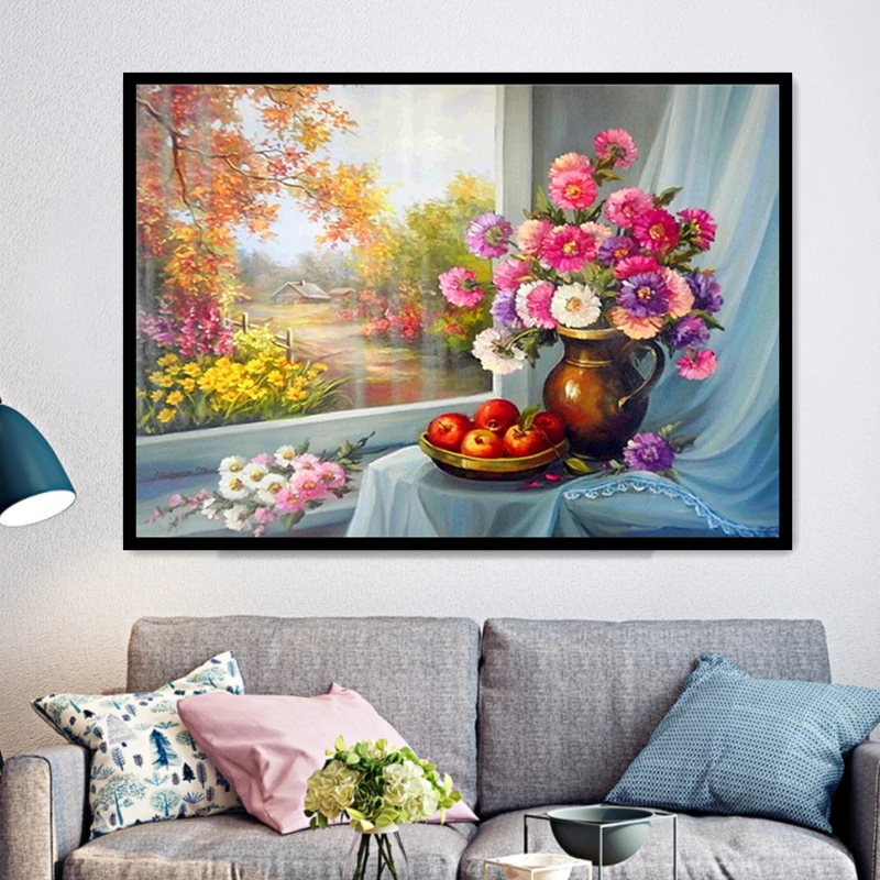 5D алмазная вышивка полная круглая картина цветы круглые стразы живопись