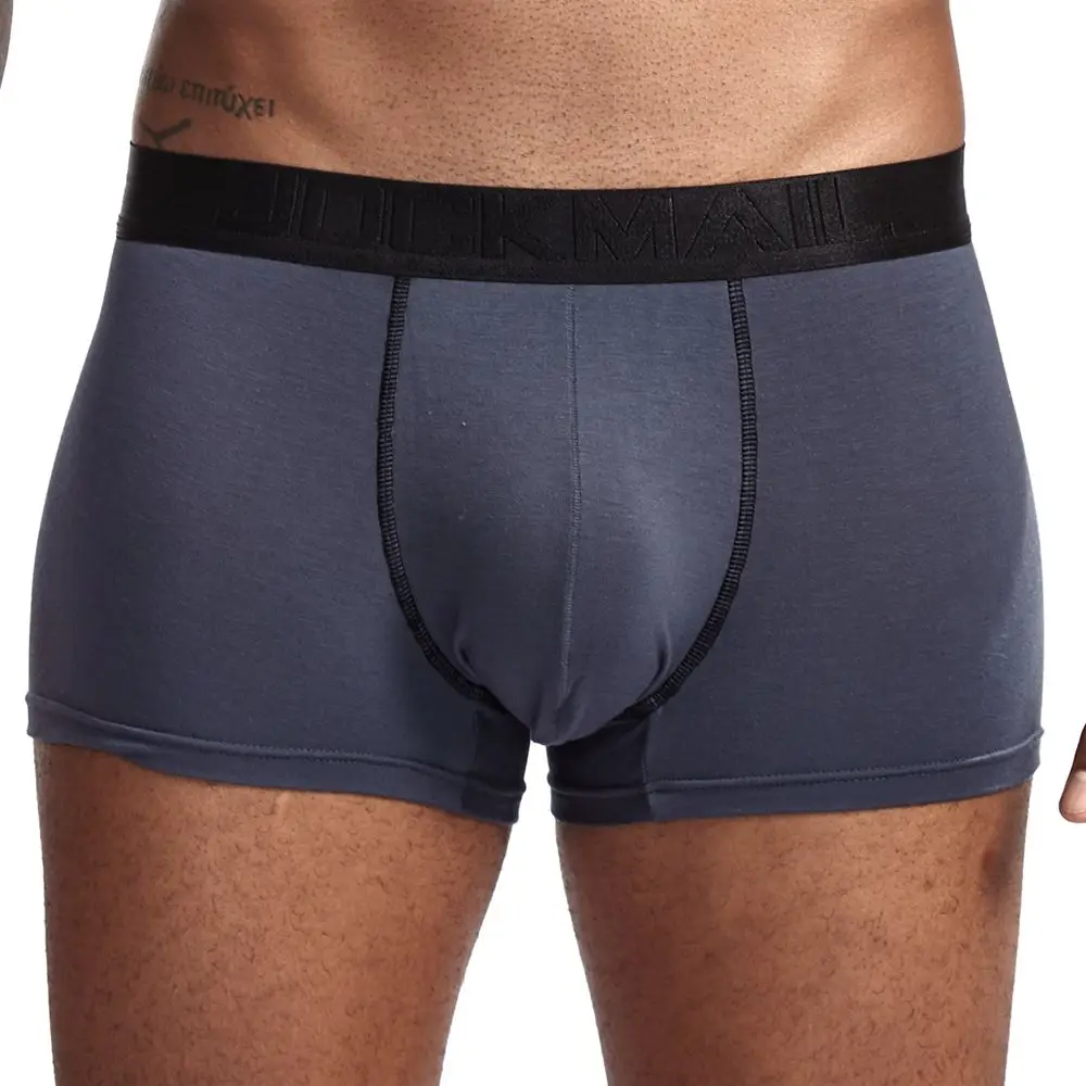 JOCKMAIL, Фирменное Сексуальное мужское нижнее белье, мужские боксеры, 3D, в форме гамака, дизайнерские дышащие сетчатые вставки, мужские боксеры, шорты - Цвет: Темно-серый