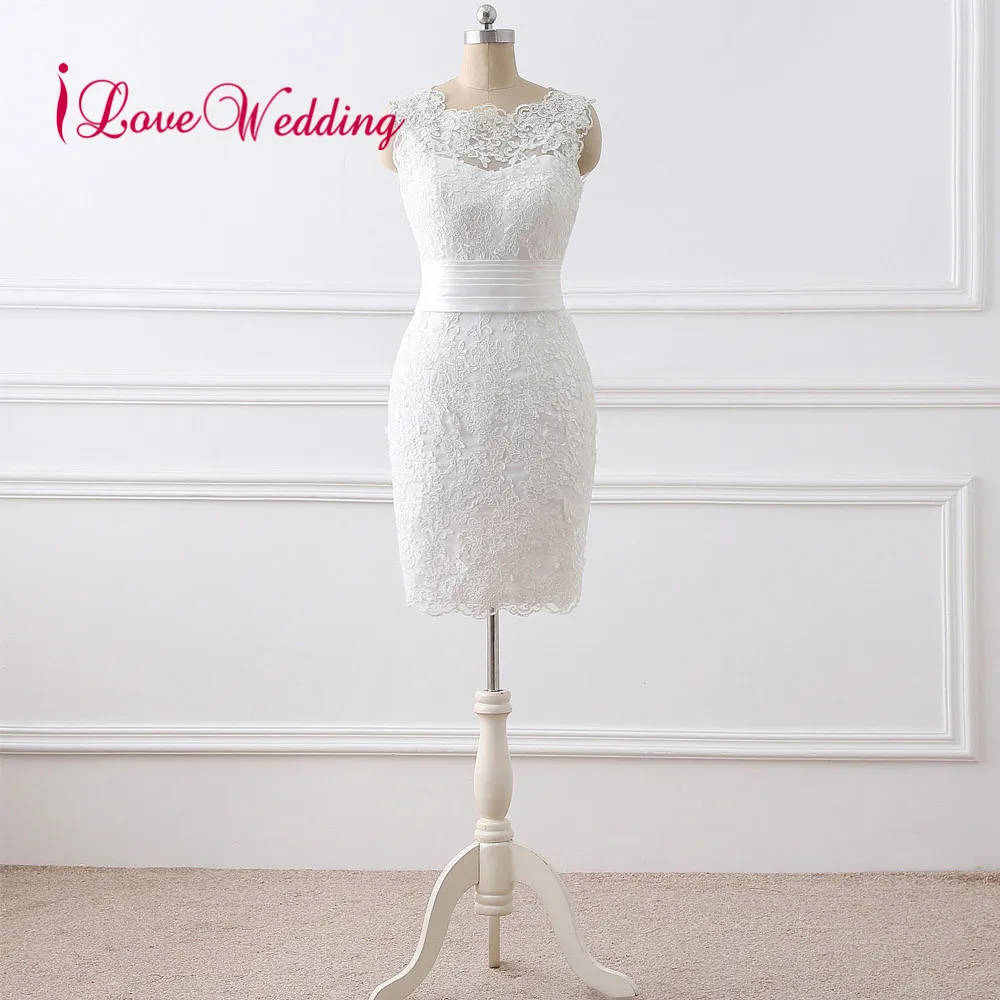 Короткое свадебное платье Vestido de noiva Совок Кружевная аппликация на воротник длиной до колена элегантные свадебные платья настоящая фотография