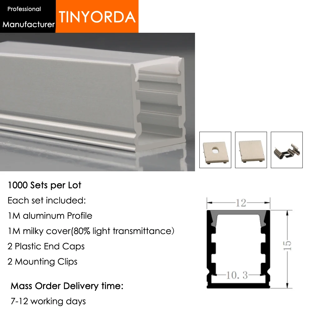 Tinyorda 1000 шт. (длина 1 м) Led профиль Alu канала для 10 мм Светодиодная лента м LED