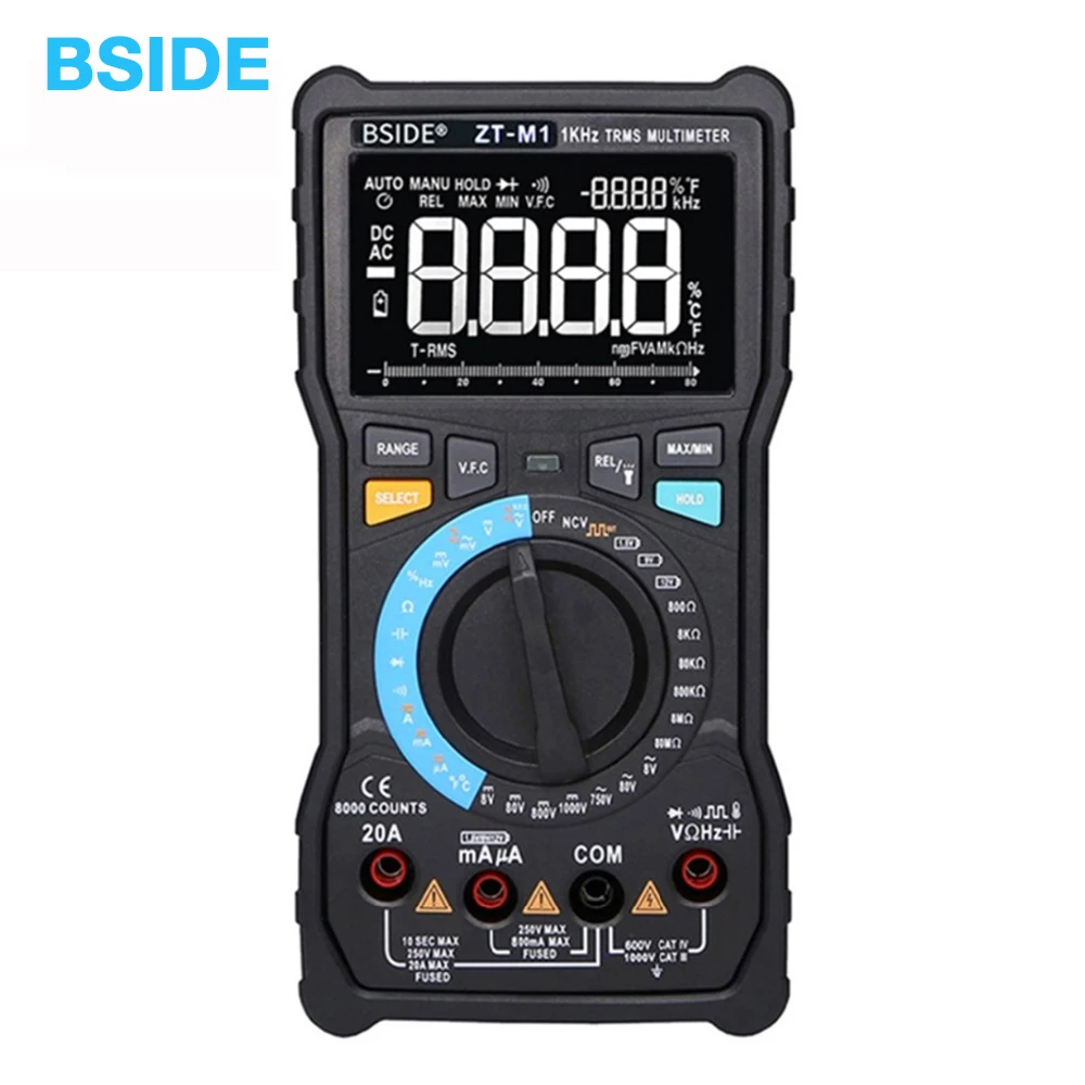 BSIDE ZT-M1 Авто/Ручной цифровой мультиметр EBTN тройной дисплей 8000 отсчетов батарея