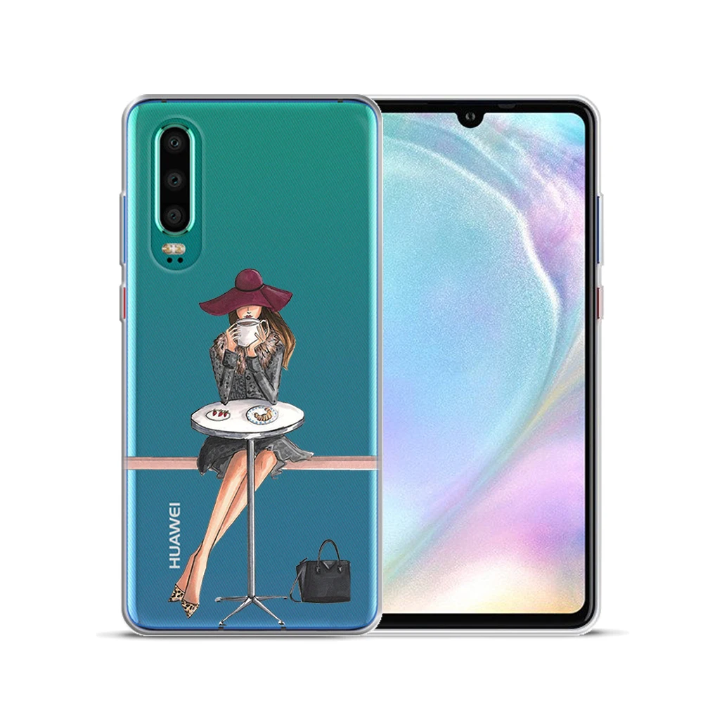 Модный стильный Парижская Девушка Силиконовый чехол для Huawei P30 Lite Pro Honor 10i 10 i View 20