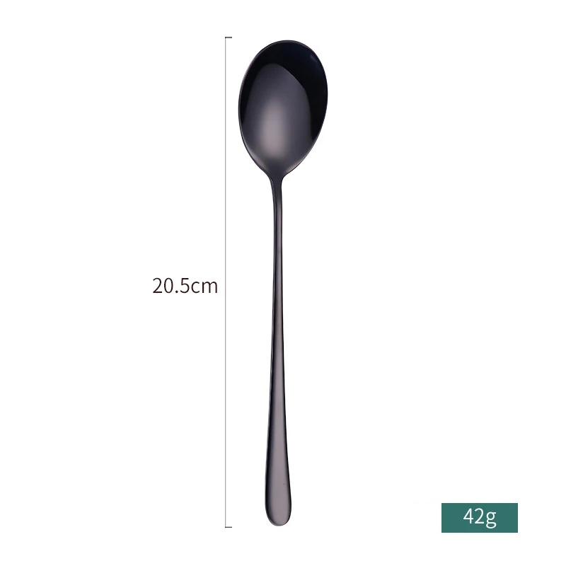 Black spoon BalleenShiny, нержавеющая сталь, красочные вилки для ужина, креативная ложка для супа, вилка для стейка, Западная кухня, ресторан, модная посуда - Цвет: Black spoon