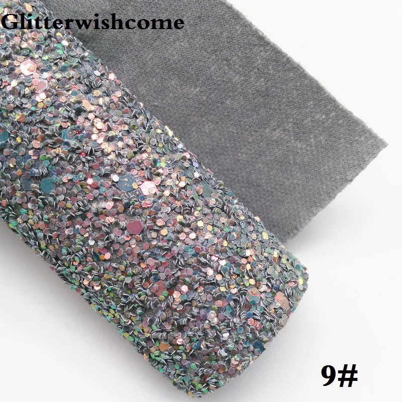 Glitterwishcome 30X134 см мини рулон синтетическая кожа, переливающийся ультра смешанный толстый блеск кожа ткань винил для луков, GM048 - Цвет: 9