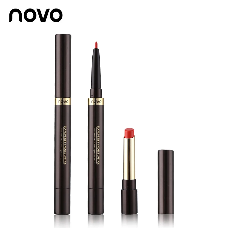 Novo 2 в 1 набор для макияжа губ: поворотная помада + карандаш для губ многофункциональная косметическая карандаш матовый лайнер на губы.