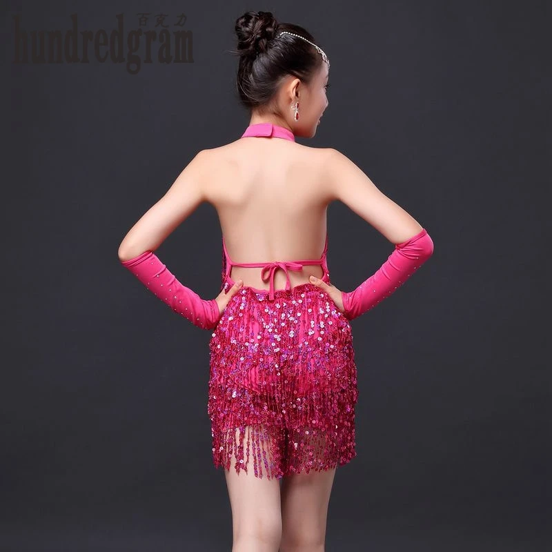 

Children Latin dancers sequins tassels show clothing competition girls dance skirt-do993