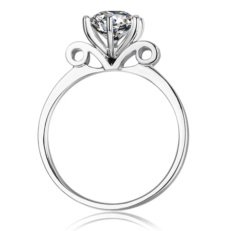 

Brilliant Forever 1Ct Round Cut Female Female Engagement Ring Genuine 18K 750 White Gold Ring Female Promise Jewelry