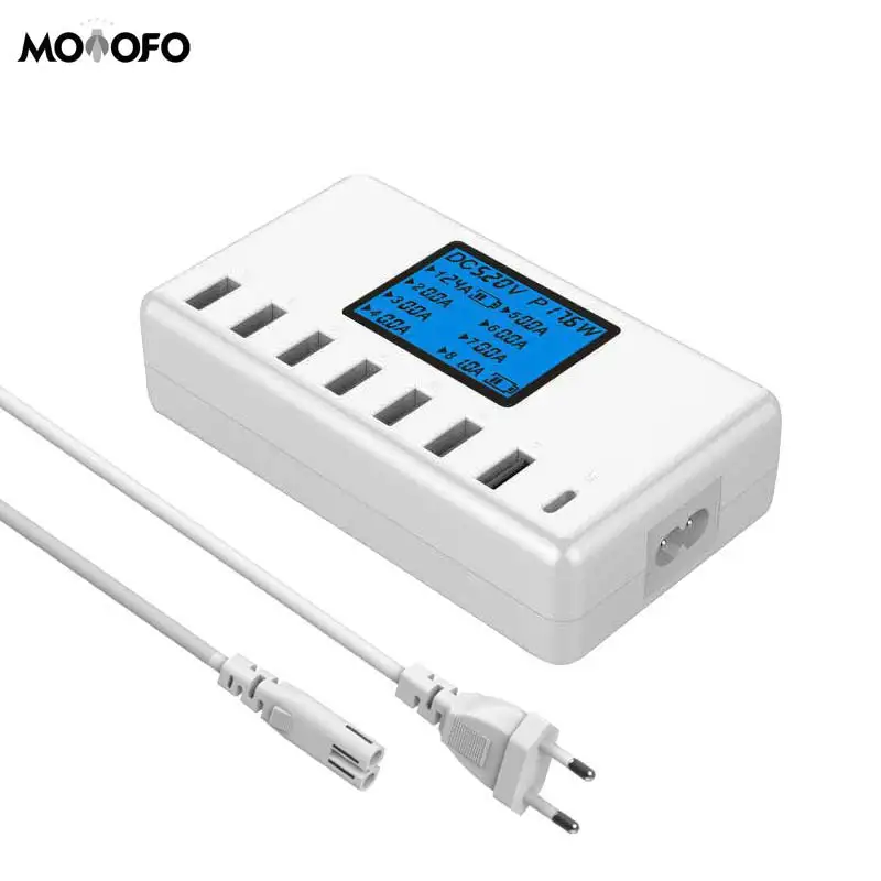Зарядное устройство сетевое с 8 USB портами и ЖК дисплеем 60 Вт/12 А|Зарядные