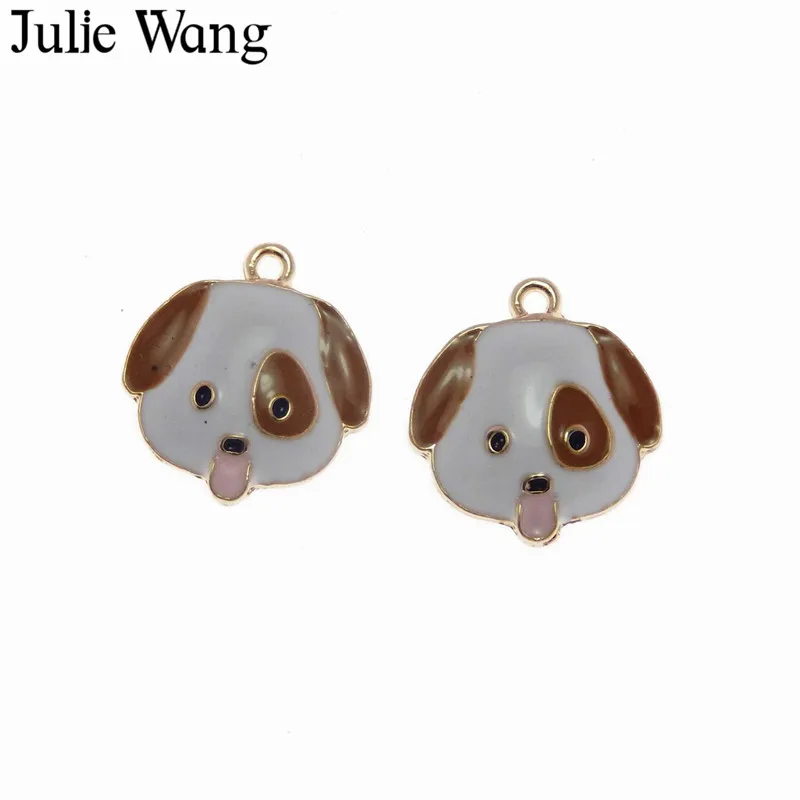 Julie Wang 5 шт. сплав Золотая основа белая эмаль подвески для щенка собаки ожерелье