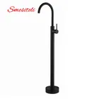 Классический Матовый Черный кран Smesiteli из твердой латуни, одна ручка, наполнитель для ванны, напольное крепление