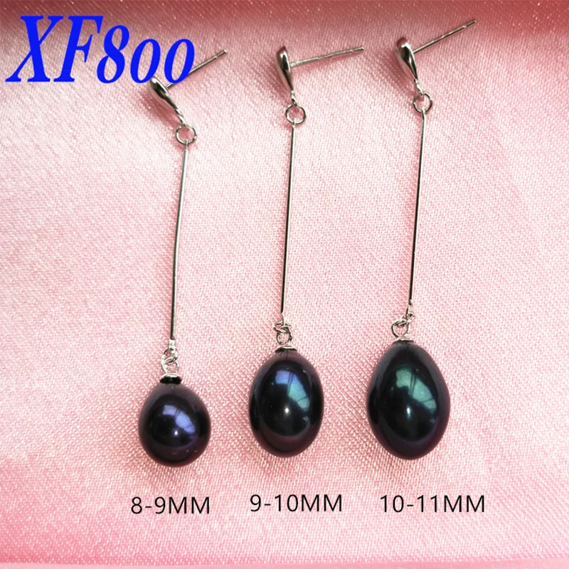 XF800 Natural Pearl Drop Earring Long Real Freshwater Black Dangle Earrings Fine Jewelry Party Gift For Women [E1002] | Украшения и