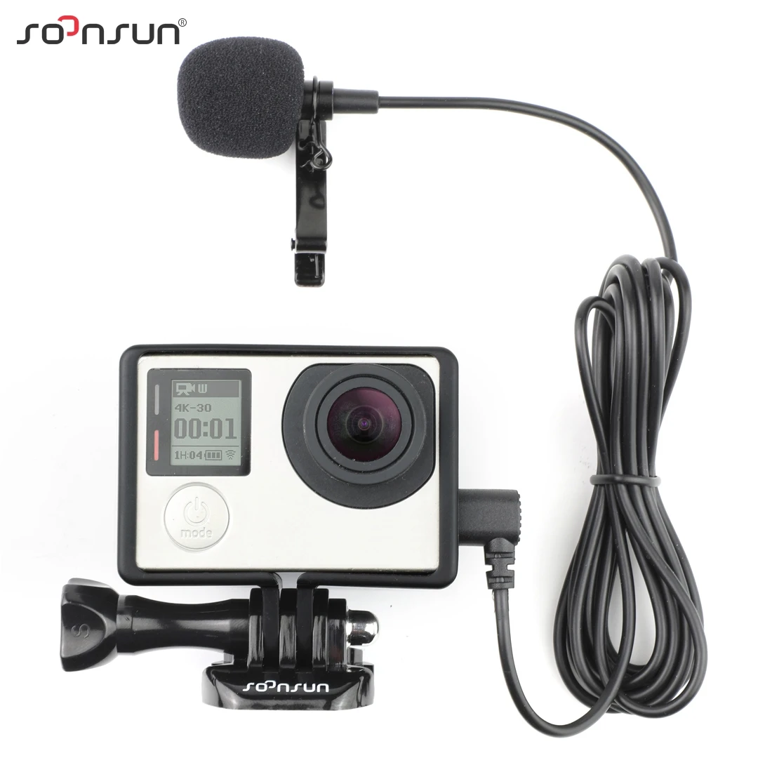 Стандартная защитная рамка SOONSUN с внешним микрофоном для GoPro Hero 3 + 4 Hero3 Hero4
