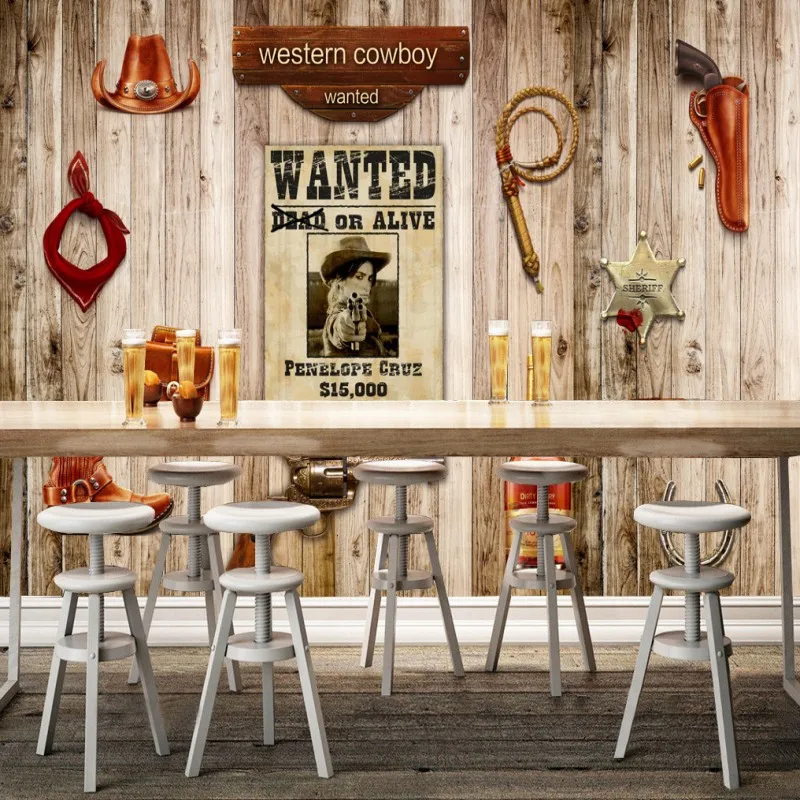 Пользовательские фото обои 3D стерео западная ковбойская доска стены