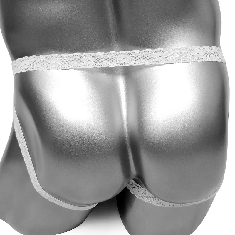 Сексуальные цветочные кружевные мужские низкие эластичные трусики с петушком