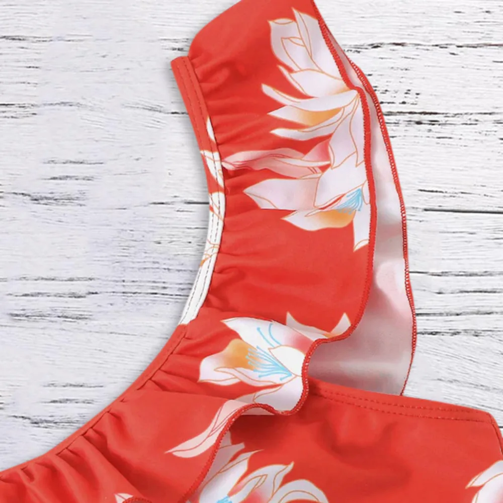 Женский купальник на одно плечо для девочек бикини в полоску с принтом небольшой