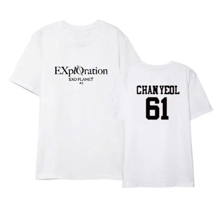 Футболка Kpop exo planet #5 летняя унисекс свободная с коротким рукавом принтом названия
