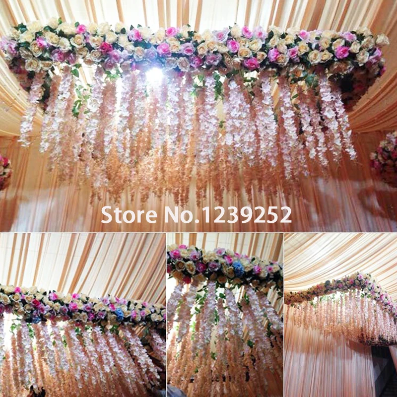 

5Pcs/Lot 1.8m( 71inch )Artificial Hydrangea Flower vine DIY Decorative Flowers Wedding Party Home Decoration Flower