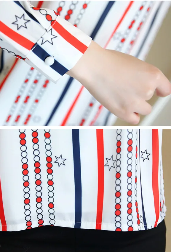 

New 2021 Spring Autumn Fashion Chiffon Women Blouses Shirts Striped Long Sleeve Loose Collar OL Chiffon Female Tops 0843 30