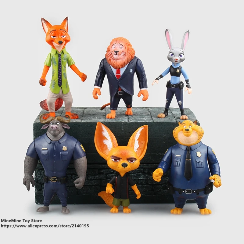 DISNEY Zootopia 6 шт./компл. 10 12 см игрушки Фигурки Куклы ПВХ Модель кролик Джуди КС лиса