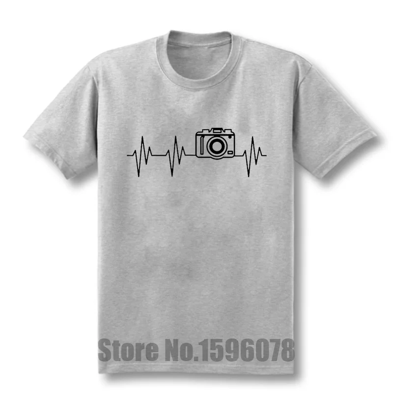 2016 New photographer heartbeat photo T-shirts Cotton Short Sleeve Summer T Shirts Hip Hop free shipping | Мужская одежда