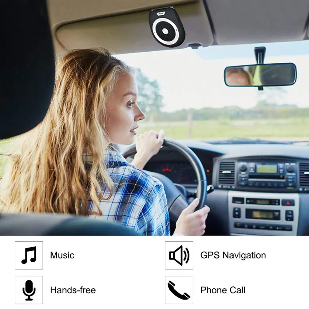 Автомобильный солнцезащитный козырек автомобильный телефон Hands-Free мобильный телефон музыкальный плеер многоязычный вызов вещания музыкальный плеер